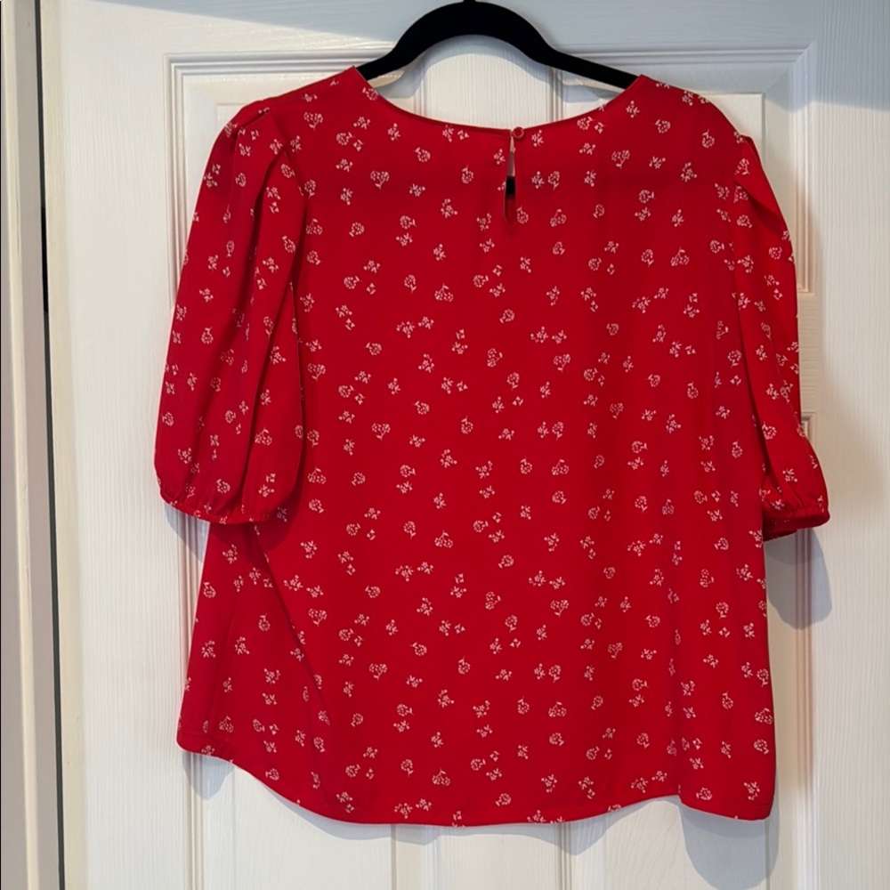 Elodie Red Blouse with White Floral Print - Picture 5 of 5